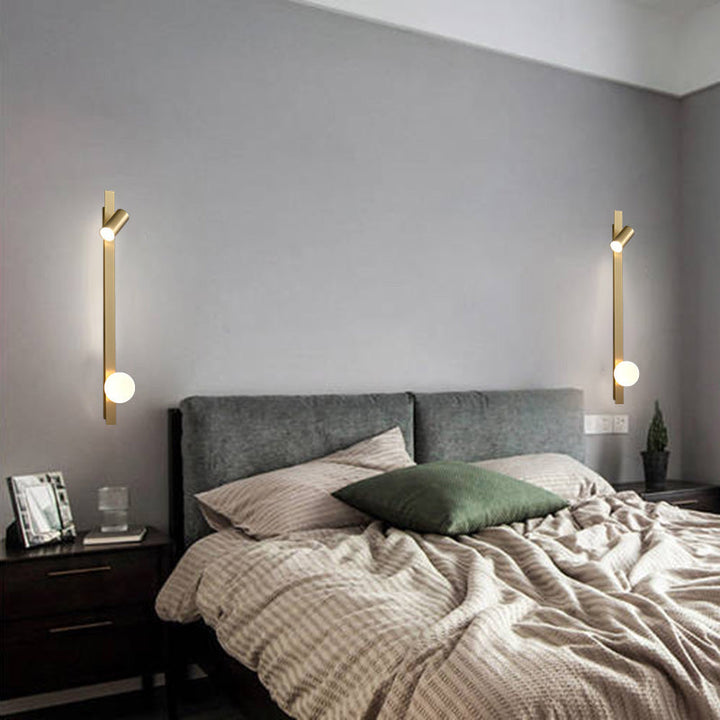 Applique Murale LED en Laiton et Verre Minimaliste Moderne pour Chambre 
