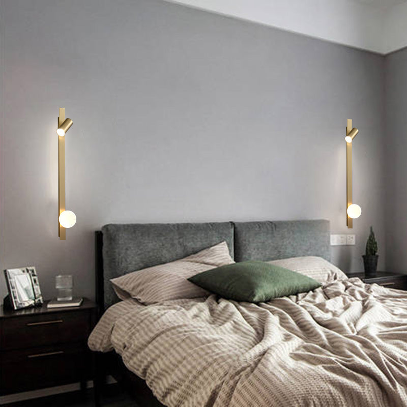 Moderne minimalistische Streifen Runde Ball Messing Glas LED Wandleuchte Lampe für Schlafzimmer 