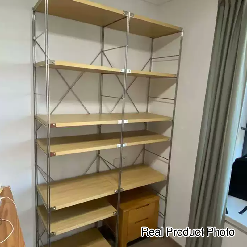 Modern Multi-Tier Storage Shelving Unit With Particleboard Shelves &amp; Carbon Steel Frame - Open Storage Shelf For Living Room, Bedroom &amp; Home Office