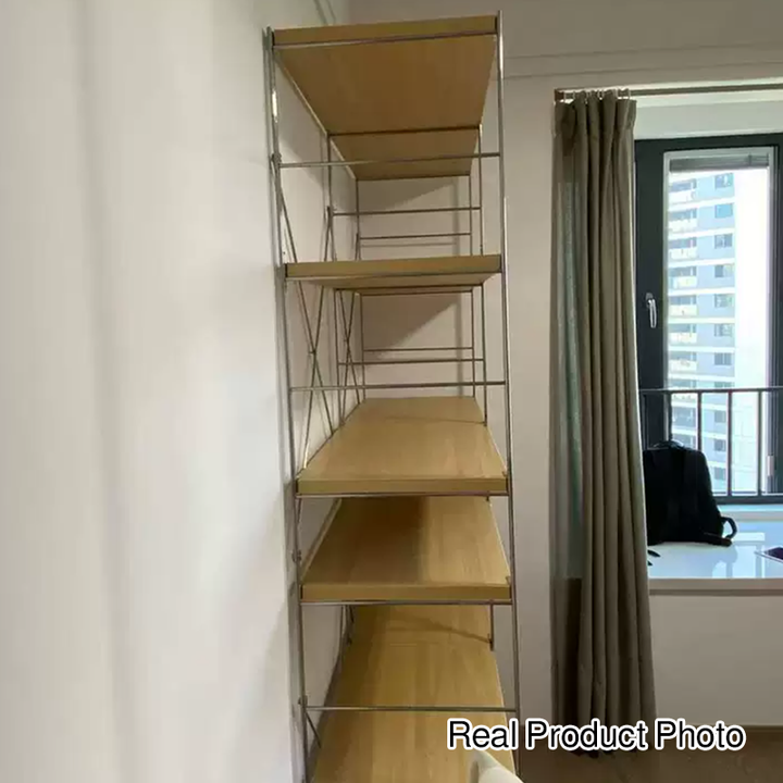 Modern Multi-Tier Storage Shelving Unit With Particleboard Shelves &amp; Carbon Steel Frame - Open Storage Shelf For Living Room, Bedroom &amp; Home Office