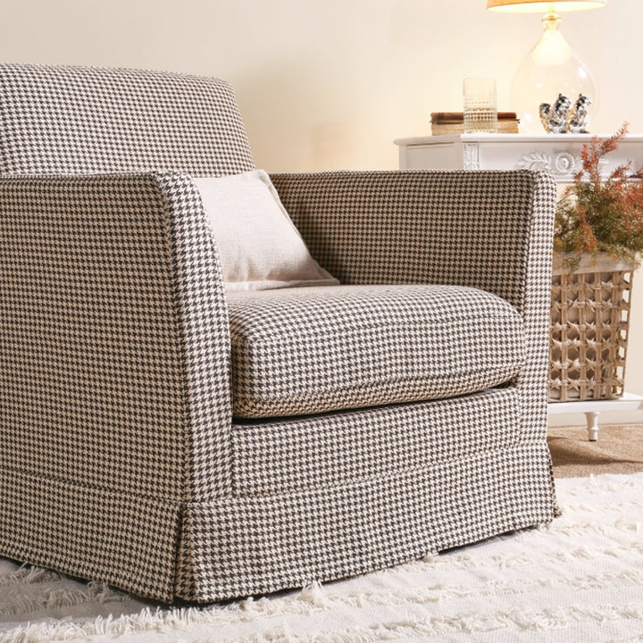 Chaise d'appoint en bois de bouleau à motif pied-de-poule classique - Chaise lounge scandinave pour salon et chambre 