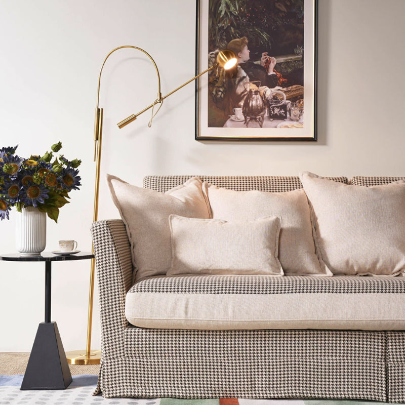 Klassisches Hahnentrittmuster Birkenholz Sofa – Minimalistisches, dezentes, elegantes Sofa mit 3/4 Sitzplätzen für das Wohnzimmer 