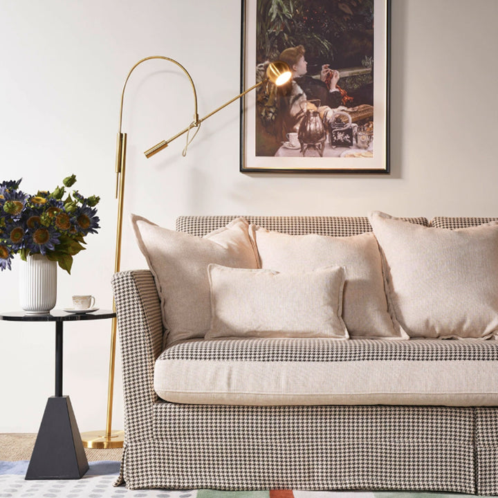 Klassisches Hahnentrittmuster Birkenholz Sofa – Minimalistisches, dezentes, elegantes Sofa mit 3/4 Sitzplätzen für das Wohnzimmer 