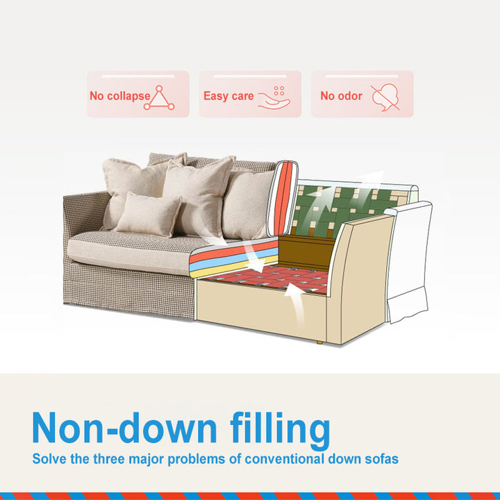 Klassisches Hahnentrittmuster Birkenholz Sofa – Minimalistisches, dezentes, elegantes Sofa mit 3/4 Sitzplätzen für das Wohnzimmer 