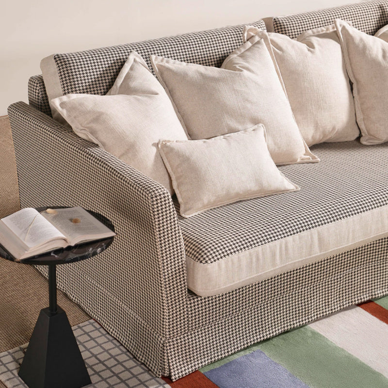 Klassisches Hahnentrittmuster Birkenholz Sofa – Minimalistisches, dezentes, elegantes Sofa mit 3/4 Sitzplätzen für das Wohnzimmer 