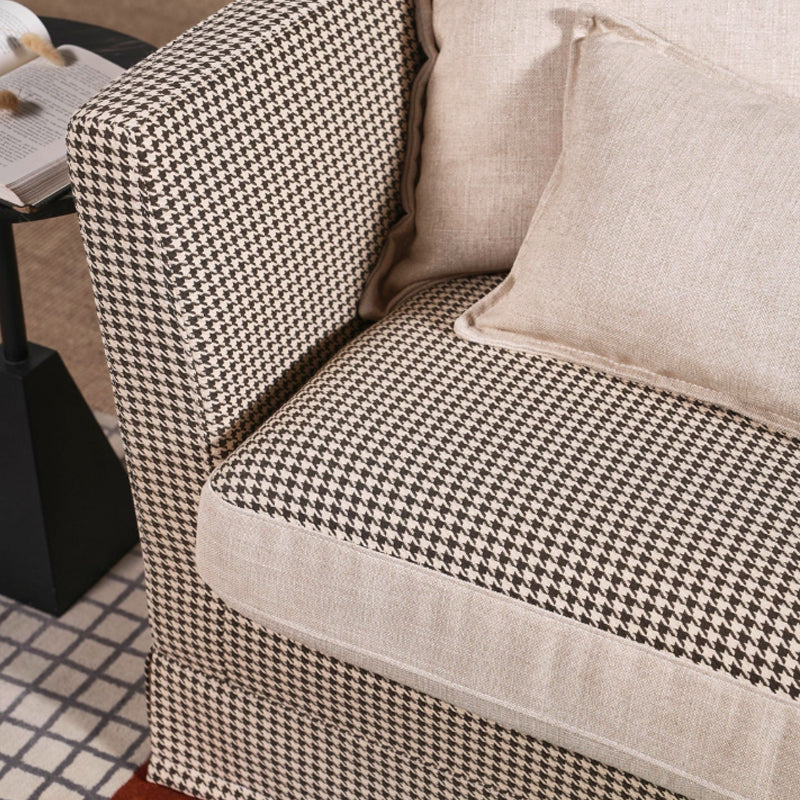 Klassisches Hahnentrittmuster Birkenholz Sofa – Minimalistisches, dezentes, elegantes Sofa mit 3/4 Sitzplätzen für das Wohnzimmer 