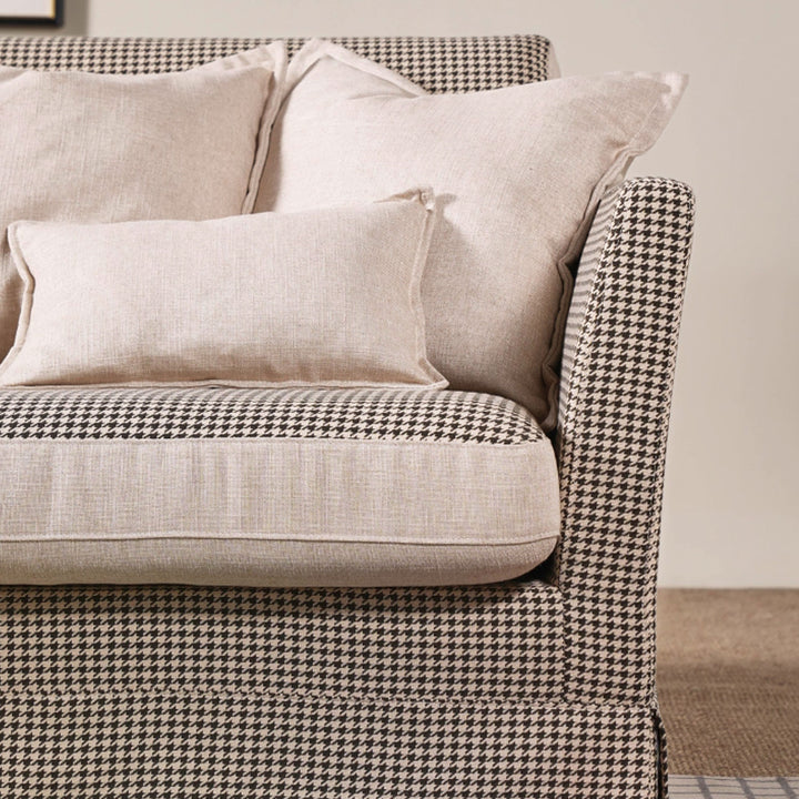 Klassisches Hahnentrittmuster Birkenholz Sofa – Minimalistisches, dezentes, elegantes Sofa mit 3/4 Sitzplätzen für das Wohnzimmer 
