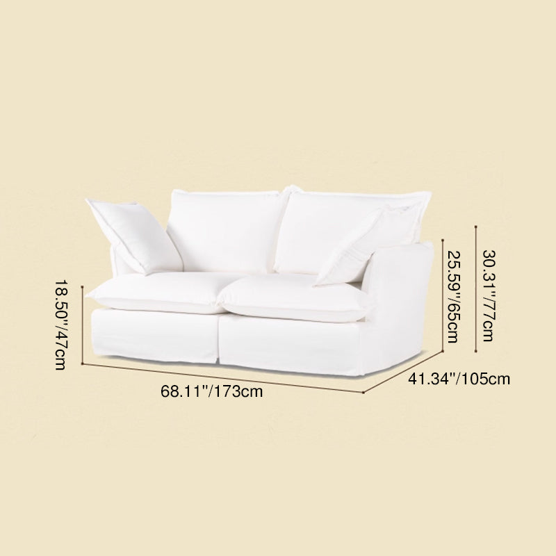 Sofa en bois de bouleau blanc perle – Banquette style coussin minimaliste avec 2/3 places pour salon 