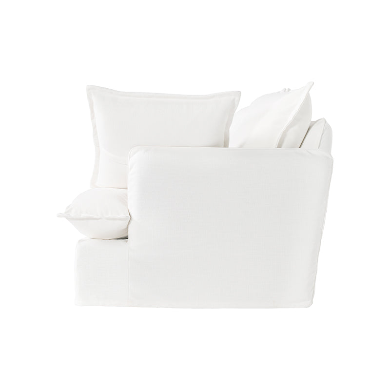 Sofa en bois de bouleau blanc perle – Banquette style coussin minimaliste avec 2/3 places pour salon 