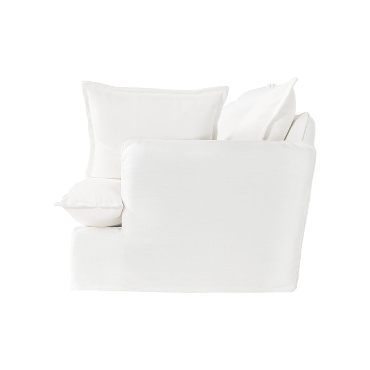 Sofa en bois de bouleau blanc perle – Banquette style coussin minimaliste avec 2/3 places pour salon 