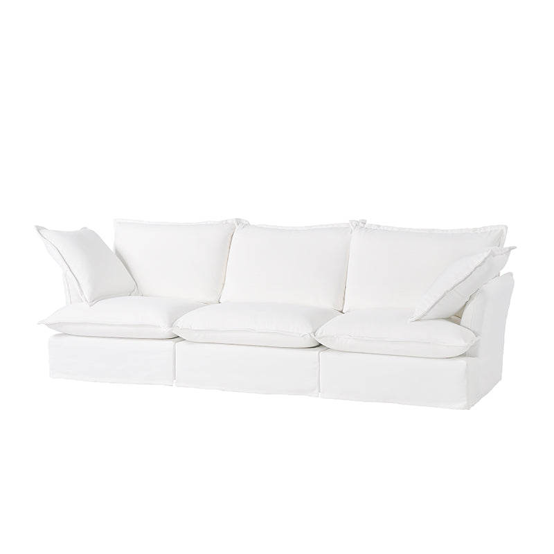 Sofa en bois de bouleau blanc perle – Banquette style coussin minimaliste avec 2/3 places pour salon 