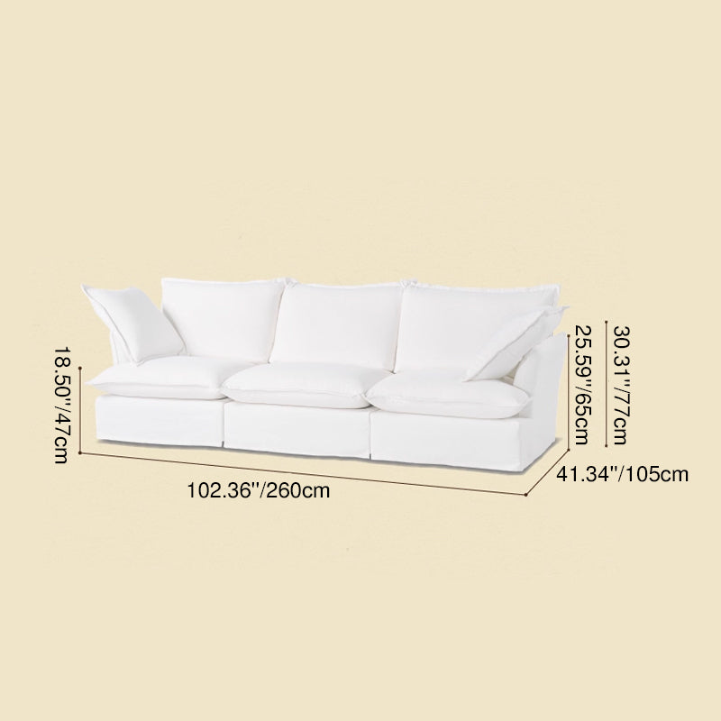 Sofa en bois de bouleau blanc perle – Banquette style coussin minimaliste avec 2/3 places pour salon 