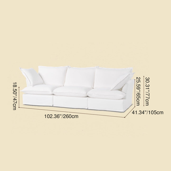 Sofa en bois de bouleau blanc perle – Banquette style coussin minimaliste avec 2/3 places pour salon 