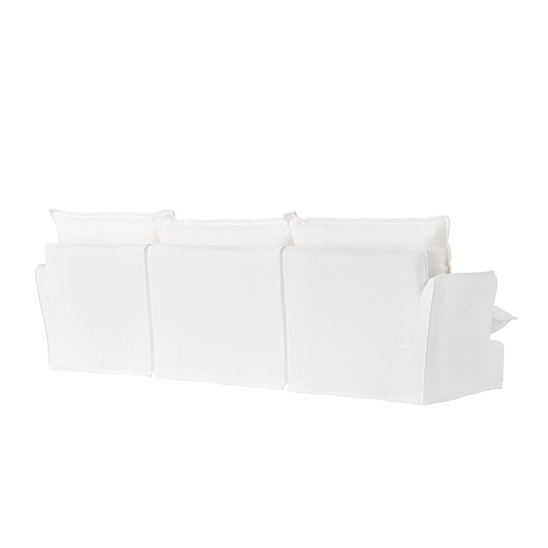 Sofa en bois de bouleau blanc perle – Banquette style coussin minimaliste avec 2/3 places pour salon 