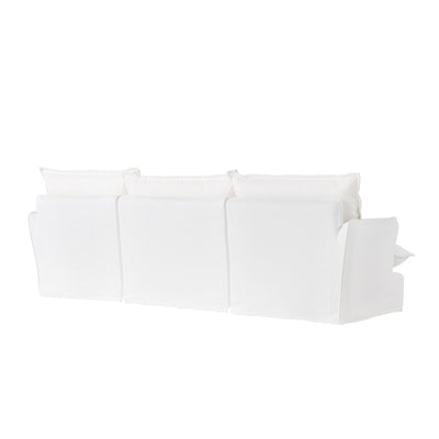 Pearl White Birch Wood Sofa – Minimalist Pillow-Style Settee Bench With 2/3 Seater for Living Room