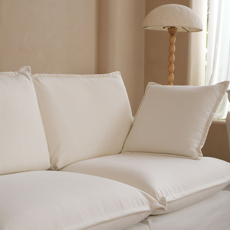 Sofa en bois de bouleau blanc perle – Banquette style coussin minimaliste avec 2/3 places pour salon 