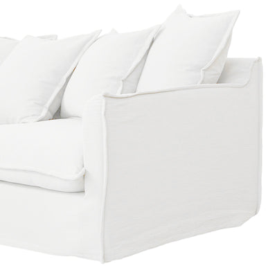 Moonlight White Linen Birch Wood Sofa - French Pure Soft-Touch Lounge Sofa With 3/4 Seater For Living Room
