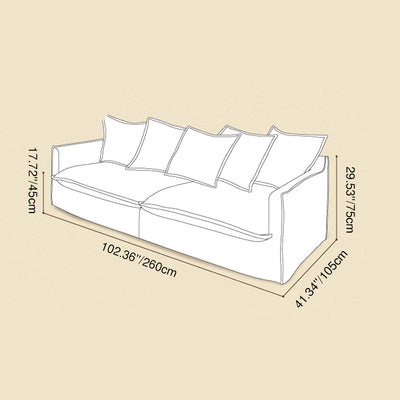Moonlight White Linen Birch Wood Sofa - French Pure Soft-Touch Lounge Sofa With 3/4 Seater For Living Room