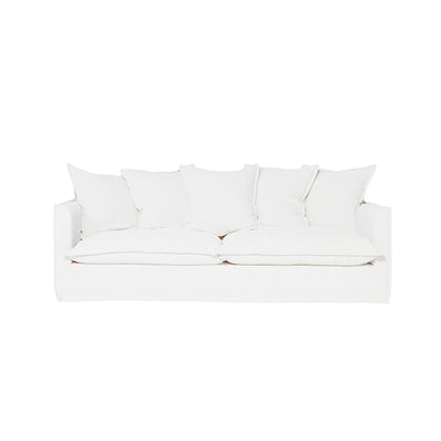 Moonlight White Linen Birch Wood Sofa - French Pure Soft-Touch Lounge Sofa With 3/4 Seater For Living Room