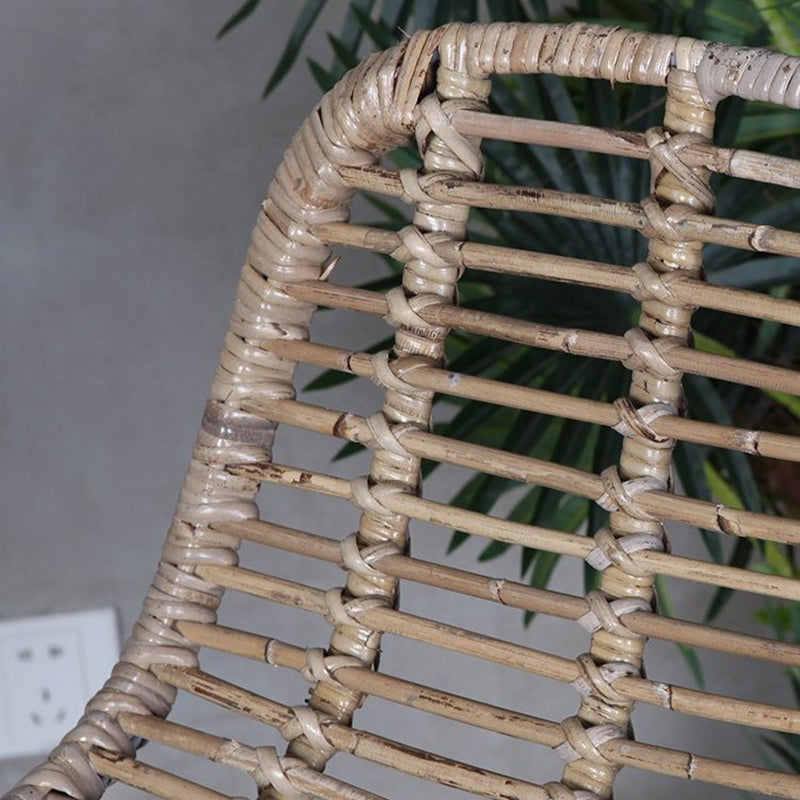 Atmungsaktiver Küsten-Barhocker - Handgewebte Textur Hohles Rattan-Rückenlehne Armloser Hocker für Esszimmer 