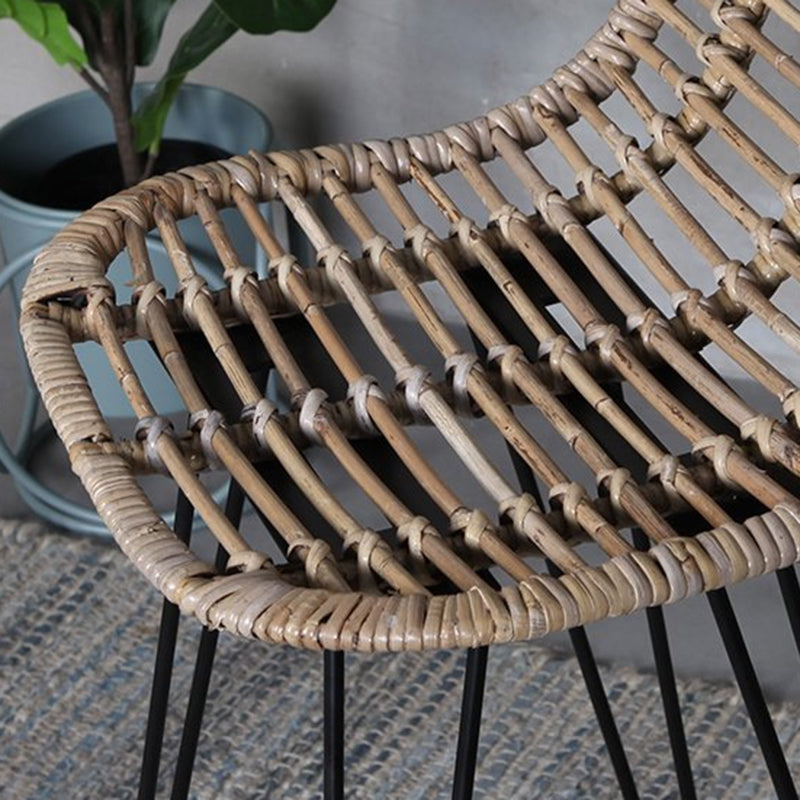Atmungsaktiver Küsten-Barhocker - Handgewebte Textur Hohles Rattan-Rückenlehne Armloser Hocker für Esszimmer 