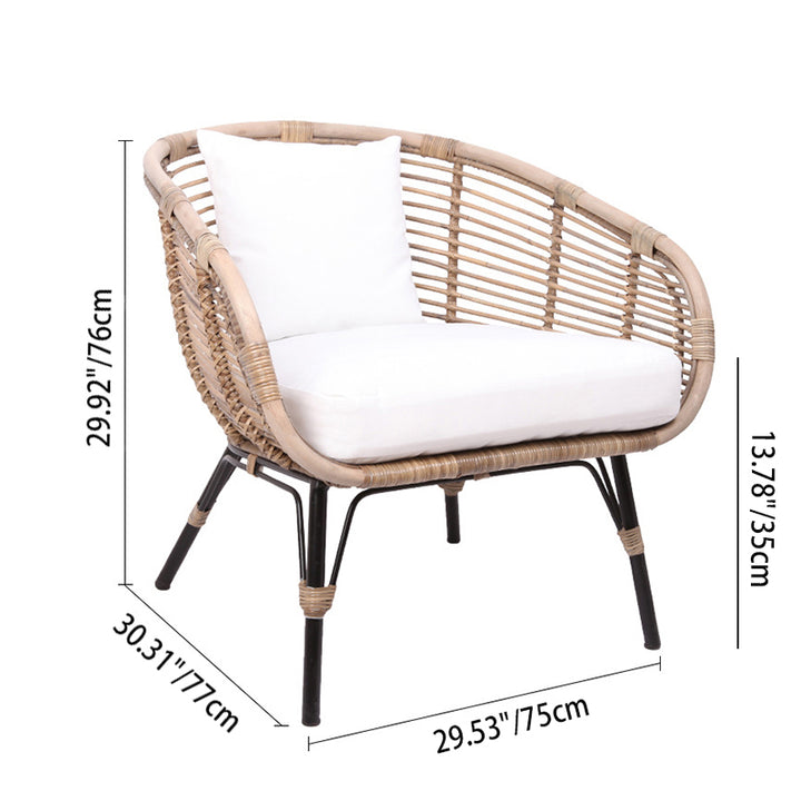Moisture-Absorbing Boho Accent Chair - Sturdy Rattan &amp; Stable Iron Garden Chair For Garden &amp; Outdoor Patio