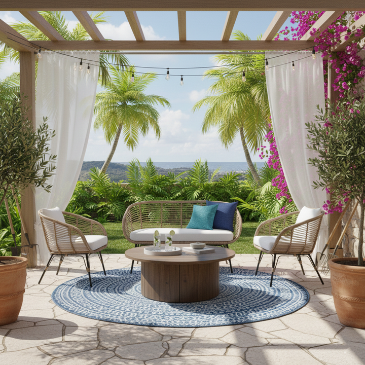 Chaise d’appoint bohème absorbant l’humidité - chaise de jardin robuste en rotin et fer stable pour jardin et patio extérieur 