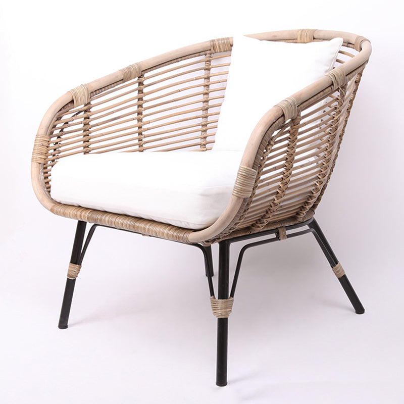 Moisture-Absorbing Boho Accent Chair - Sturdy Rattan &amp; Stable Iron Garden Chair For Garden &amp; Outdoor Patio