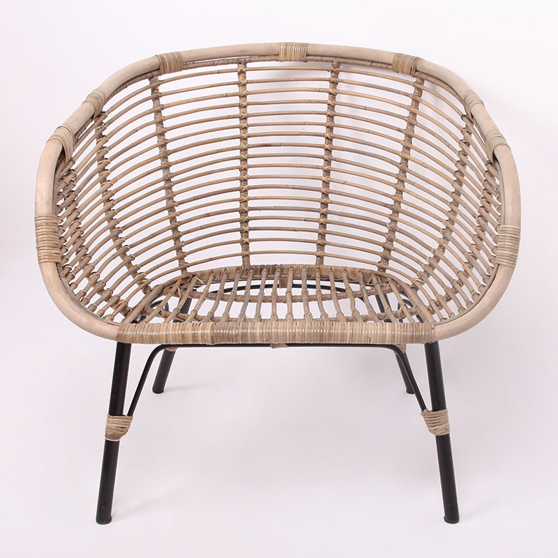 Moisture-Absorbing Boho Accent Chair - Sturdy Rattan &amp; Stable Iron Garden Chair For Garden &amp; Outdoor Patio