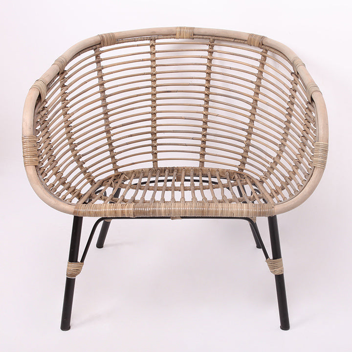 Moisture-Absorbing Boho Accent Chair - Sturdy Rattan &amp; Stable Iron Garden Chair For Garden &amp; Outdoor Patio