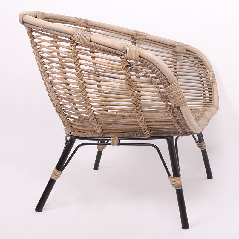 Moisture-Absorbing Boho Accent Chair - Sturdy Rattan &amp; Stable Iron Garden Chair For Garden &amp; Outdoor Patio