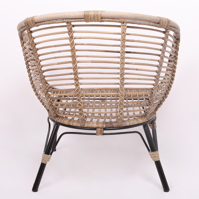 Moisture-Absorbing Boho Accent Chair - Sturdy Rattan &amp; Stable Iron Garden Chair For Garden &amp; Outdoor Patio