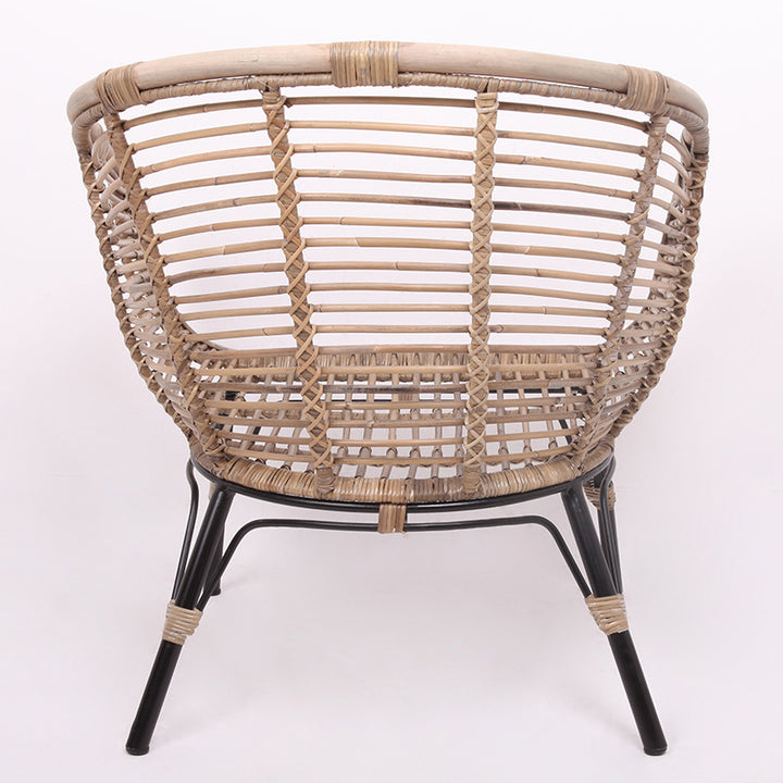 Moisture-Absorbing Boho Accent Chair - Sturdy Rattan &amp; Stable Iron Garden Chair For Garden &amp; Outdoor Patio