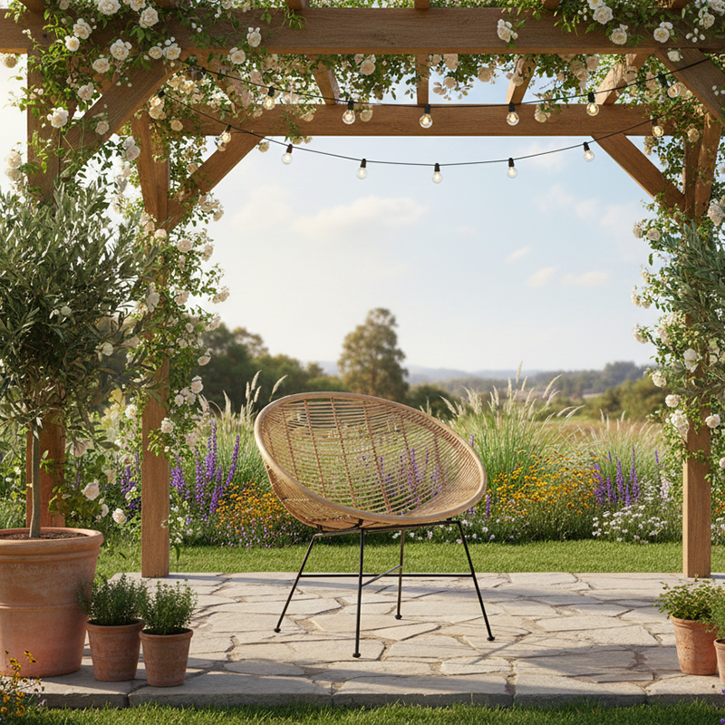 Circular Wrap-Around Rattan Chair - Ergonomic Comfort Hand-Woven &amp; Breathable Chair For Garden