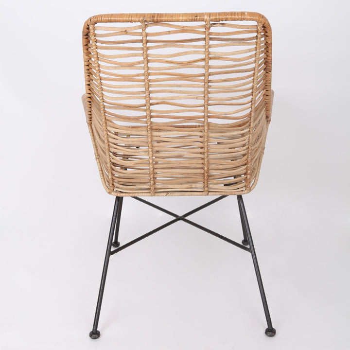 Ergonomic Natural Rattan Armchair - Rust-Proof Iron Frame Cool Seating Chair For Living Room