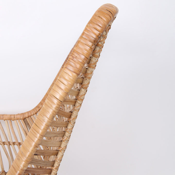 Ergonomic Natural Rattan Armchair - Rust-Proof Iron Frame Cool Seating Chair For Living Room