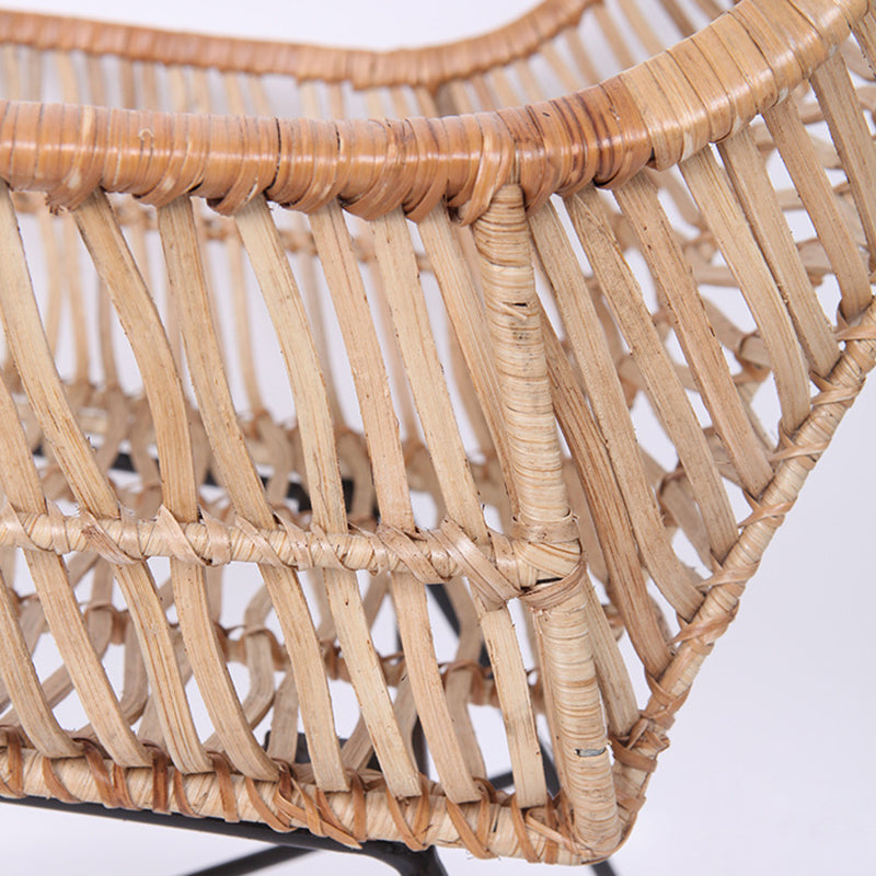 Ergonomic Natural Rattan Armchair - Rust-Proof Iron Frame Cool Seating Chair For Living Room