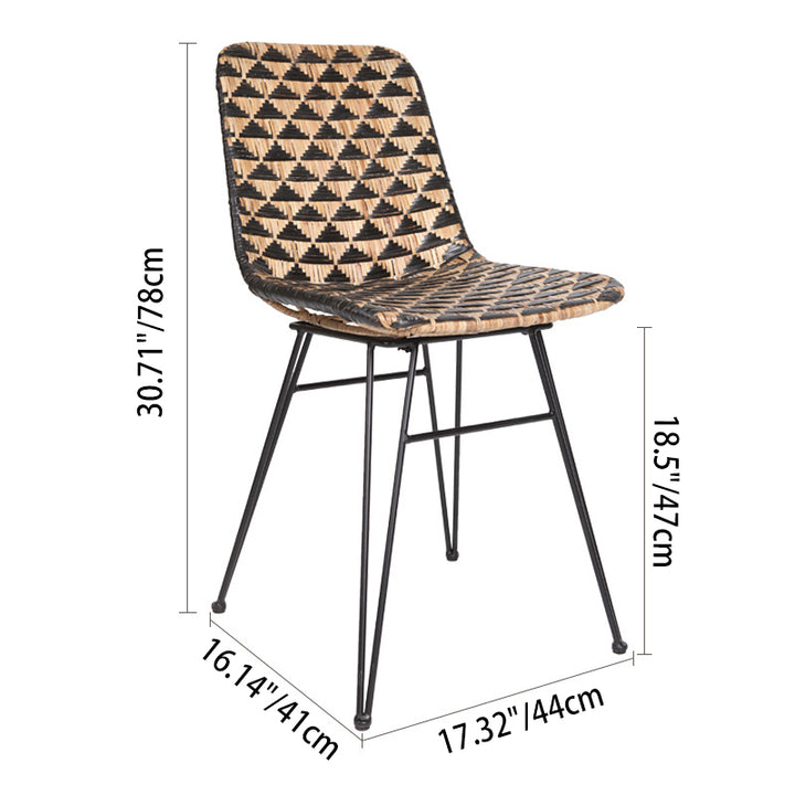 Silla de Comedor de Ratán Geométrico Bohemio - Silla de Ratán Tejida a Mano Ligera para Comedor y Cocina 