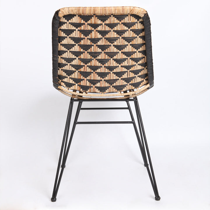 Bohemian Geometric Rattan Dining Chair - Lightweight Hand-Woven Rattan Chair For Dining Room &amp; Kitchen