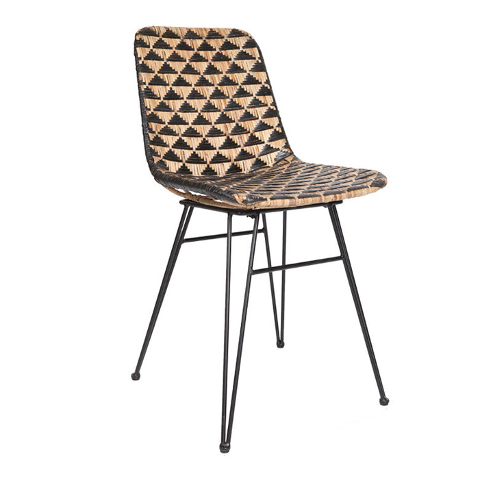 Bohemian Geometric Rattan Dining Chair - Lightweight Hand-Woven Rattan Chair For Dining Room &amp; Kitchen