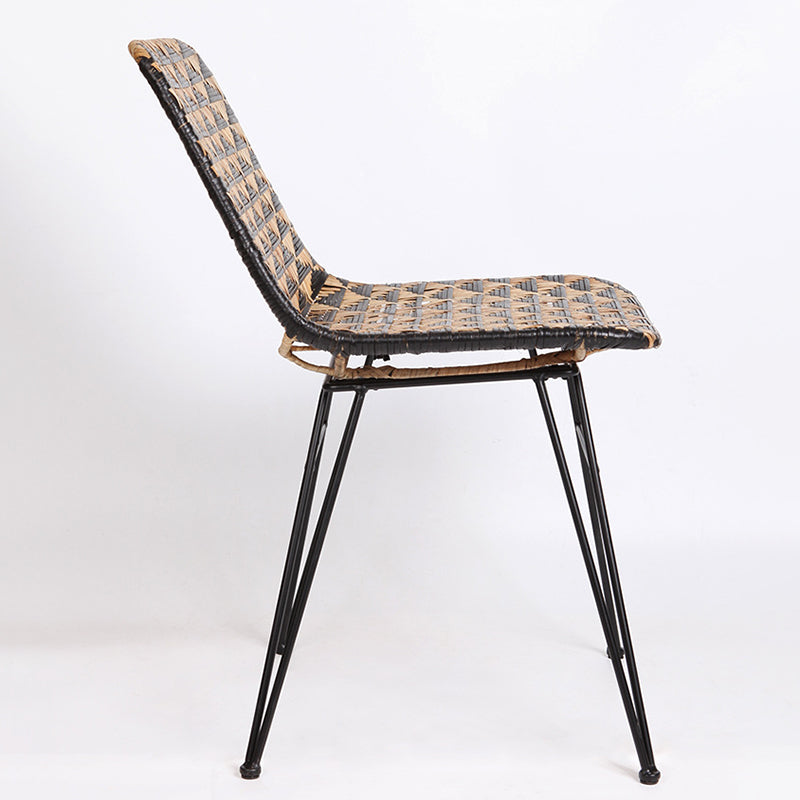 Bohemian Geometric Rattan Dining Chair - Lightweight Hand-Woven Rattan Chair For Dining Room &amp; Kitchen