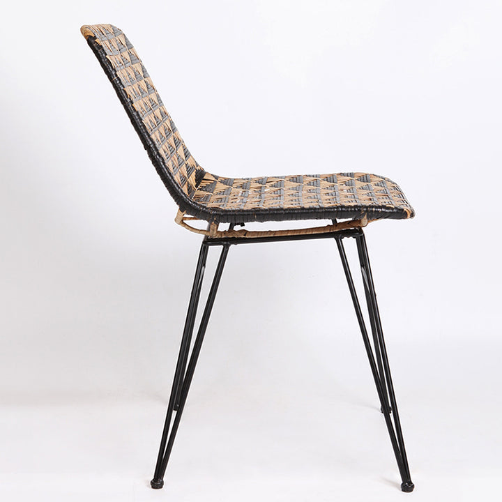 Bohemian Geometric Rattan Dining Chair - Lightweight Hand-Woven Rattan Chair For Dining Room &amp; Kitchen