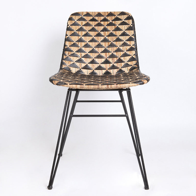 Bohemian Geometric Rattan Dining Chair - Lightweight Hand-Woven Rattan Chair For Dining Room &amp; Kitchen