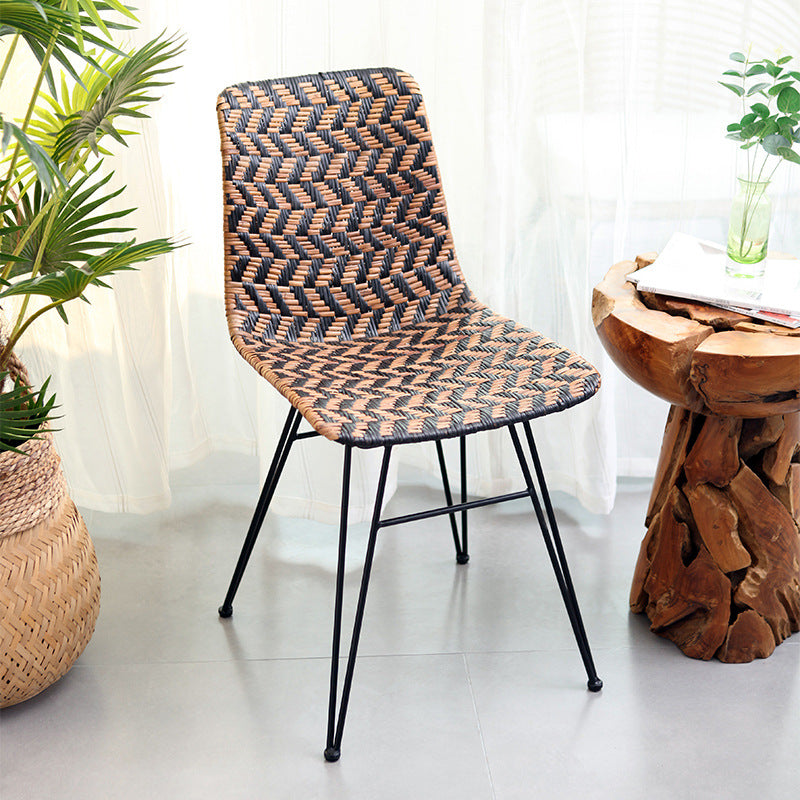Chaise de salle à manger en tressage de rotin respirant - Chaise à motif géométrique scandinave pour salle à manger et cuisine 