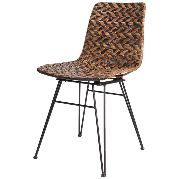 Chaise de salle à manger en tressage de rotin respirant - Chaise à motif géométrique scandinave pour salle à manger et cuisine 