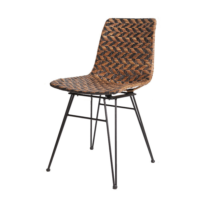 Chaise de salle à manger en tressage de rotin respirant - Chaise à motif géométrique scandinave pour salle à manger et cuisine 