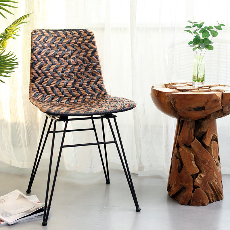 Chaise de salle à manger en tressage de rotin respirant - Chaise à motif géométrique scandinave pour salle à manger et cuisine 