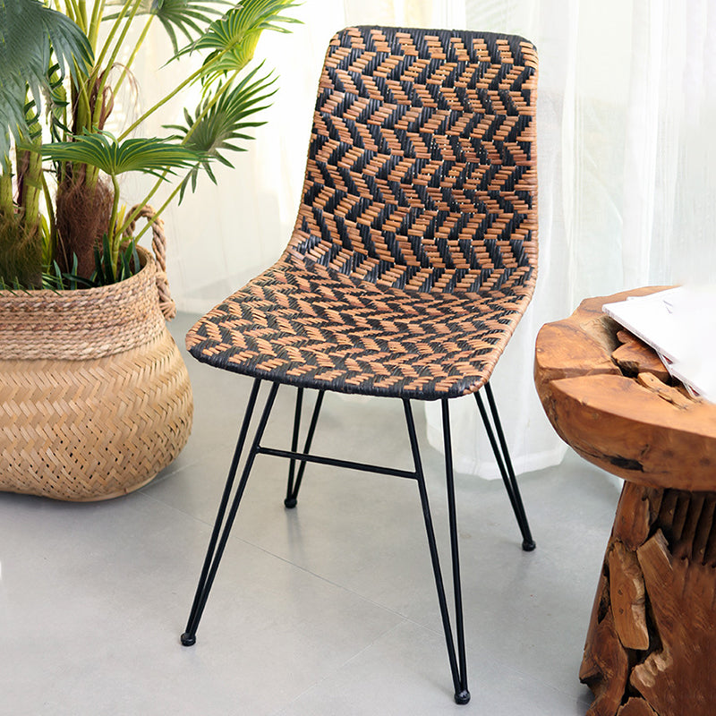 Chaise de salle à manger en tressage de rotin respirant - Chaise à motif géométrique scandinave pour salle à manger et cuisine 