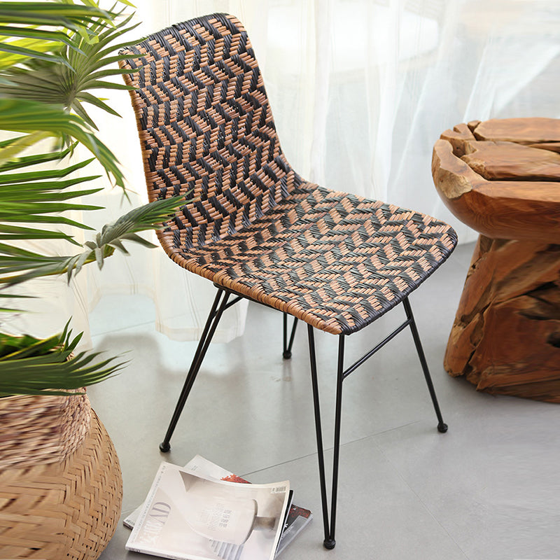 Chaise de salle à manger en tressage de rotin respirant - Chaise à motif géométrique scandinave pour salle à manger et cuisine 