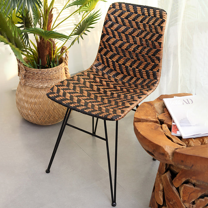 Chaise de salle à manger en tressage de rotin respirant - Chaise à motif géométrique scandinave pour salle à manger et cuisine 